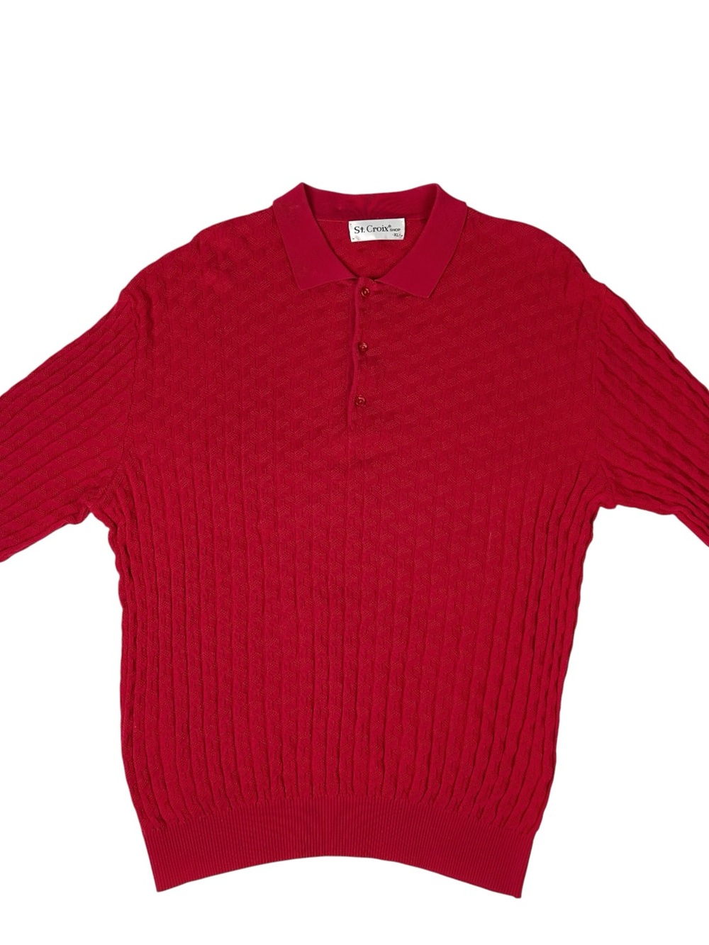 St. Croix Red Knit Textured Short-Sleeve Polo Shirt Size XL